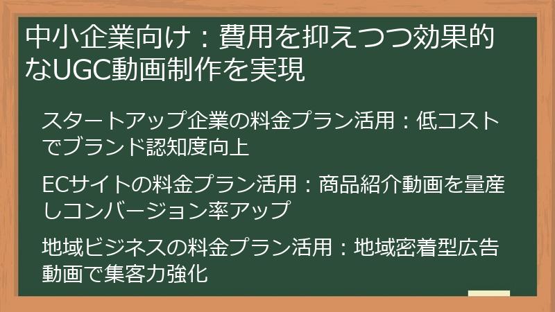 中小企業向け：費用を抑えつつ効果的なUGC動画制作を実現