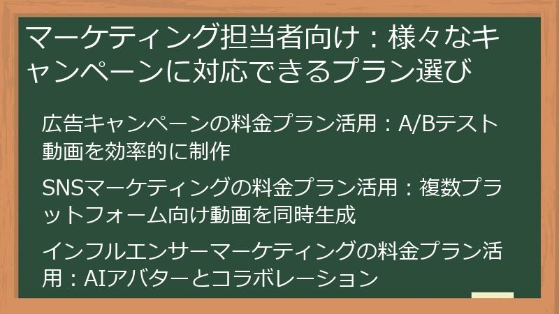 マーケティング担当者向け：様々なキャンペーンに対応できるプラン選び
