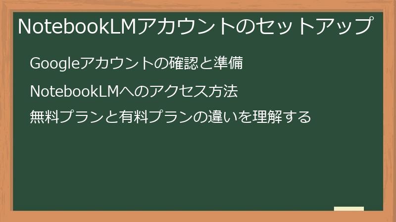 NotebookLMアカウントのセットアップ