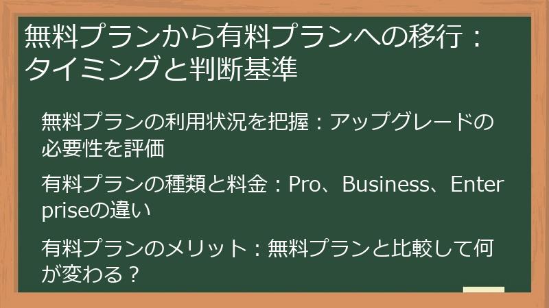 無料プランから有料プランへの移行：タイミングと判断基準
