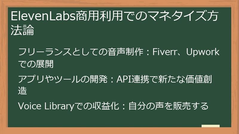 ElevenLabs商用利用でのマネタイズ方法論
