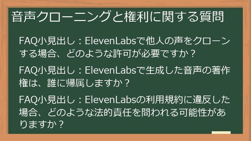 音声クローニングと権利に関する質問