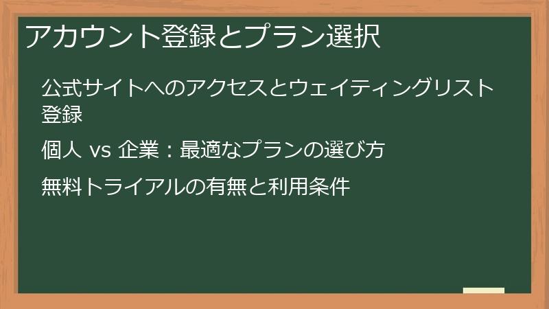 アカウント登録とプラン選択