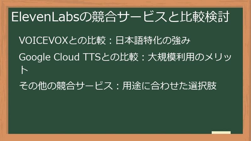ElevenLabsの競合サービスと比較検討