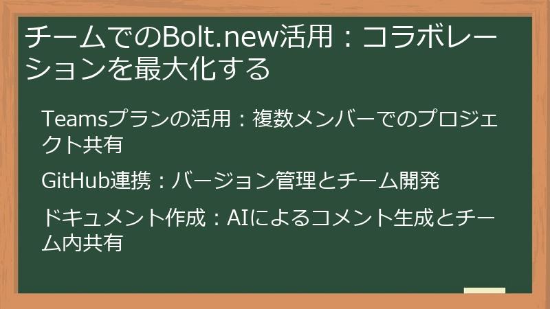 チームでのBolt.new活用:コラボレーションを最大化する