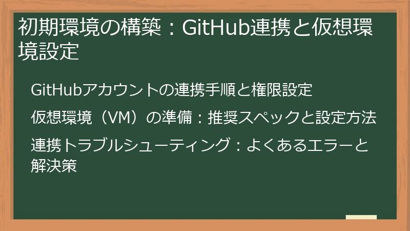 初期環境の構築:GitHub連携と仮想環境設定