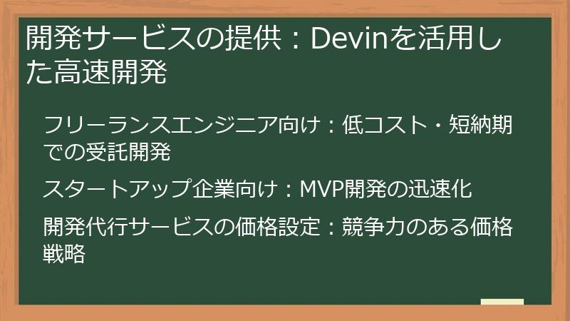 開発サービスの提供:Devinを活用した高速開発