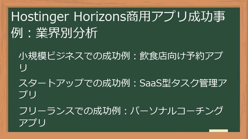 Hostinger Horizons商用アプリ成功事例：業界別分析