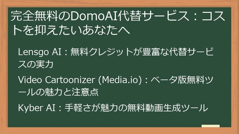 完全無料のDomoAI代替サービス:コストを抑えたいあなたへ
