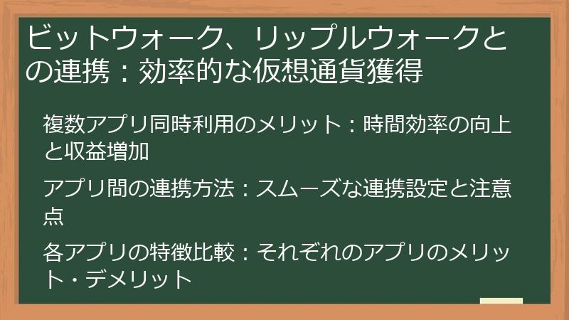 ビットウォーク、リップルウォークとの連携：効率的な仮想通貨獲得