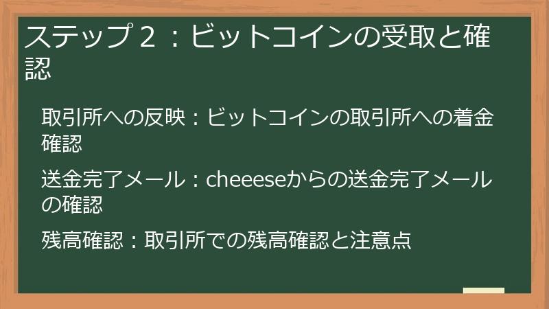 ステップ２：ビットコインの受取と確認