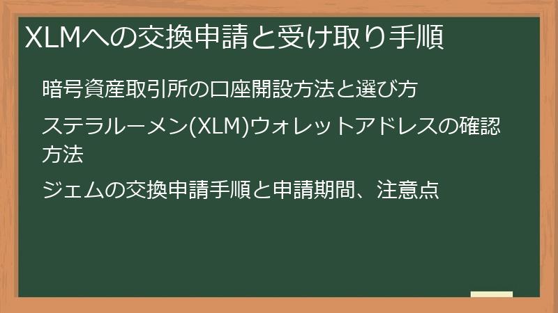 XLMへの交換申請と受け取り手順