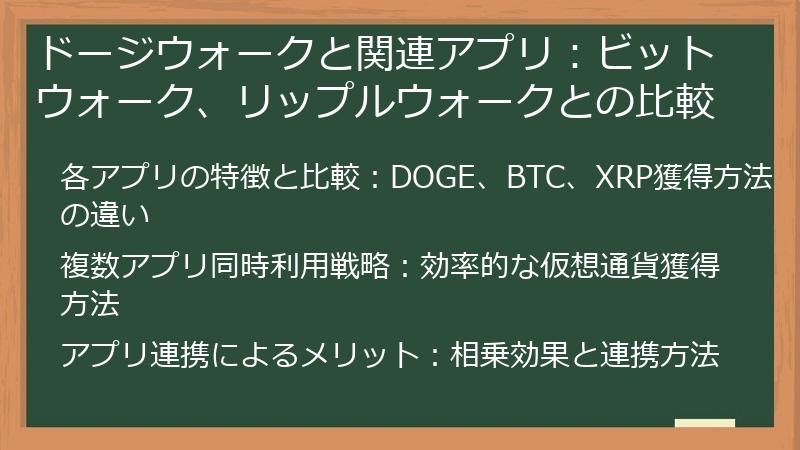 ドージウォークと関連アプリ：ビットウォーク、リップルウォークとの比較