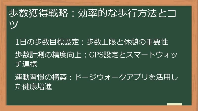 歩数獲得戦略：効率的な歩行方法とコツ