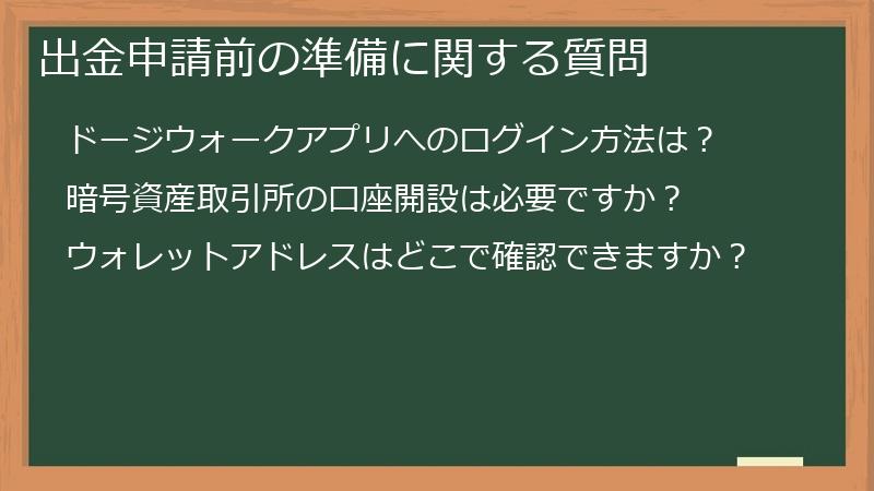 出金申請前の準備に関する質問