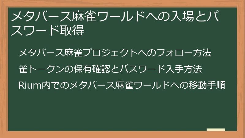 メタバース麻雀ワールドへの入場とパスワード取得