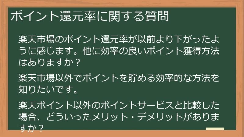 ポイント還元率に関する質問