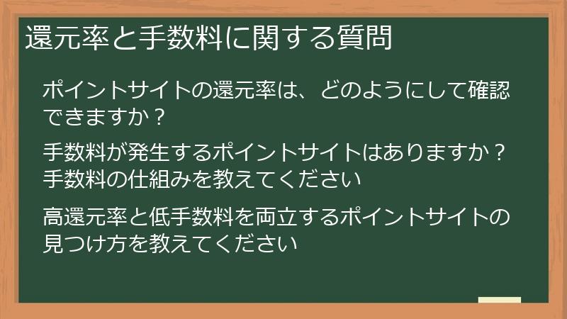 還元率と手数料に関する質問