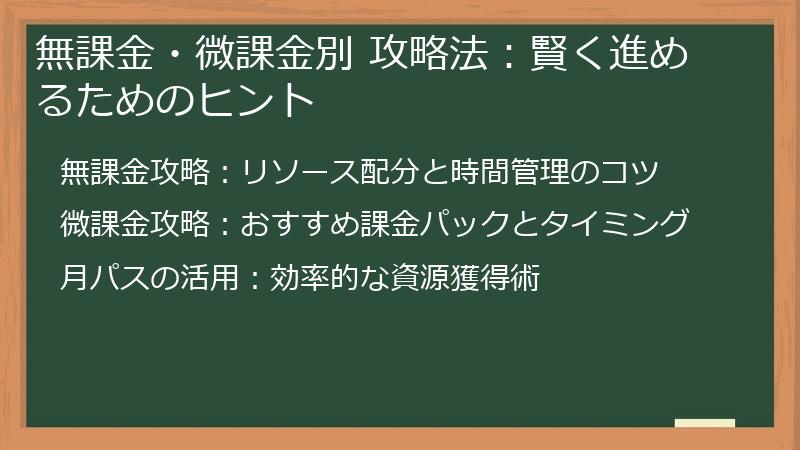 無課金・微課金別 攻略法:賢く進めるためのヒント