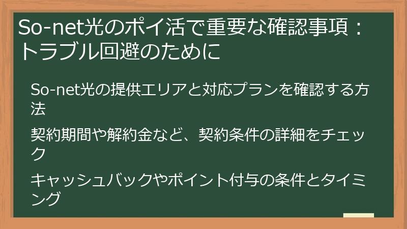 So-net光のポイ活で重要な確認事項：トラブル回避のために