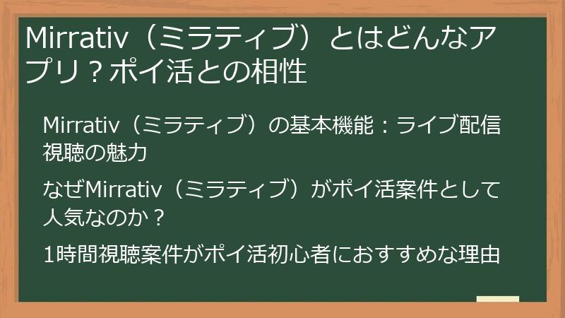 Mirrativ(ミラティブ)とはどんなアプリ?ポイ活との相性