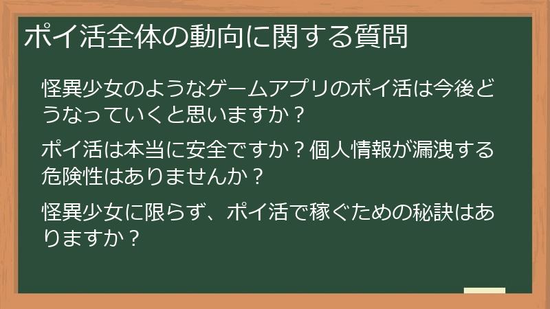 ポイ活全体の動向に関する質問