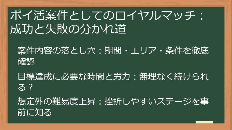ポイ活案件としてのロイヤルマッチ：成功と失敗の分かれ道