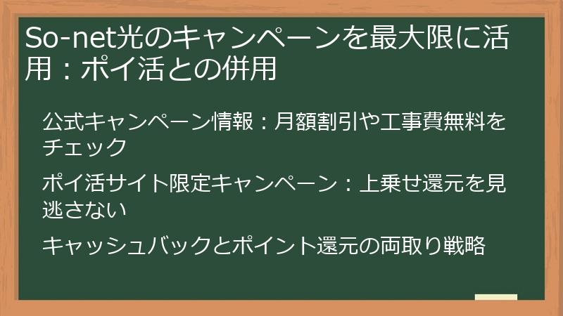 So-net光のキャンペーンを最大限に活用：ポイ活との併用