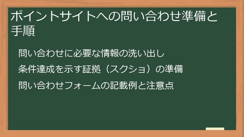 ポイントサイトへの問い合わせ準備と手順