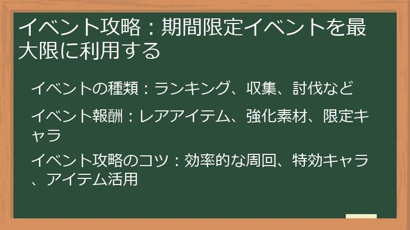 イベント攻略：期間限定イベントを最大限に利用する