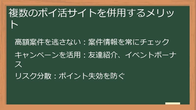 複数のポイ活サイトを併用するメリット