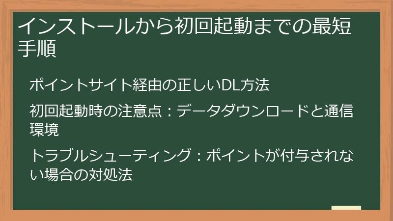 インストールから初回起動までの最短手順
