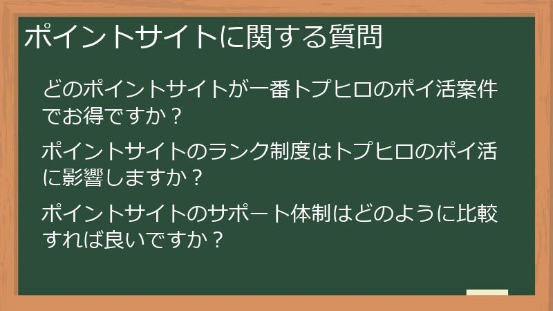 ポイントサイトに関する質問