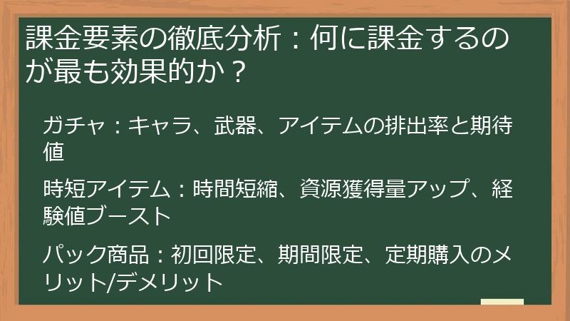 課金要素の徹底分析：何に課金するのが最も効果的か？