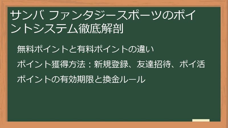 サンバ ファンタジースポーツのポイントシステム徹底解剖