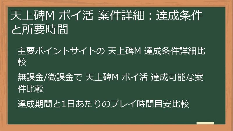 天上碑M ポイ活 案件詳細：達成条件と所要時間