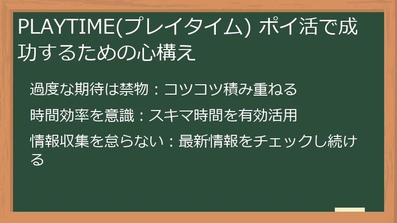 PLAYTIME(プレイタイム) ポイ活で成功するための心構え