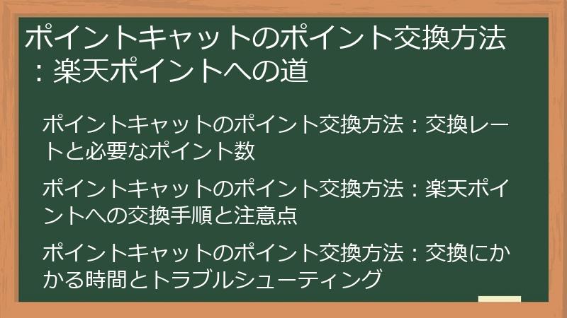 ポイントキャットのポイント交換方法:楽天ポイントへの道