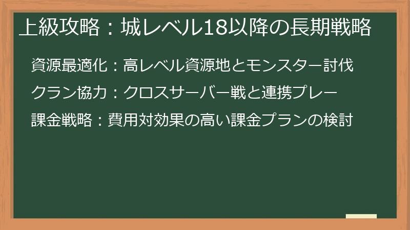 上級攻略：城レベル18以降の長期戦略