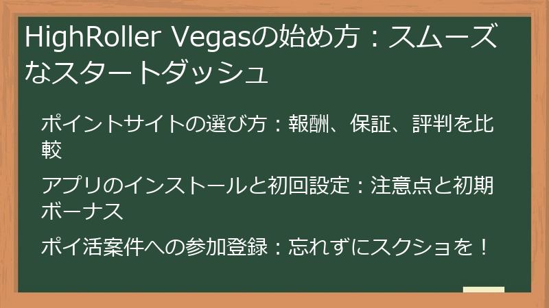 HighRoller Vegasの始め方:スムーズなスタートダッシュ