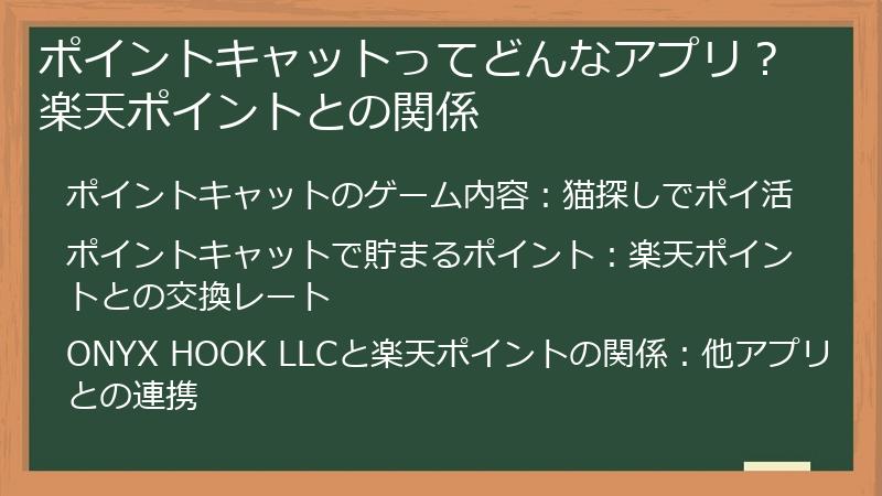 ポイントキャットってどんなアプリ？楽天ポイントとの関係