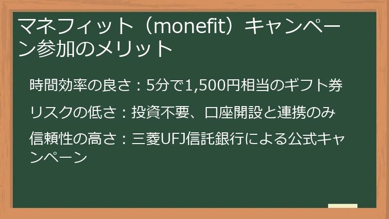 マネフィット（monefit）キャンペーン参加のメリット