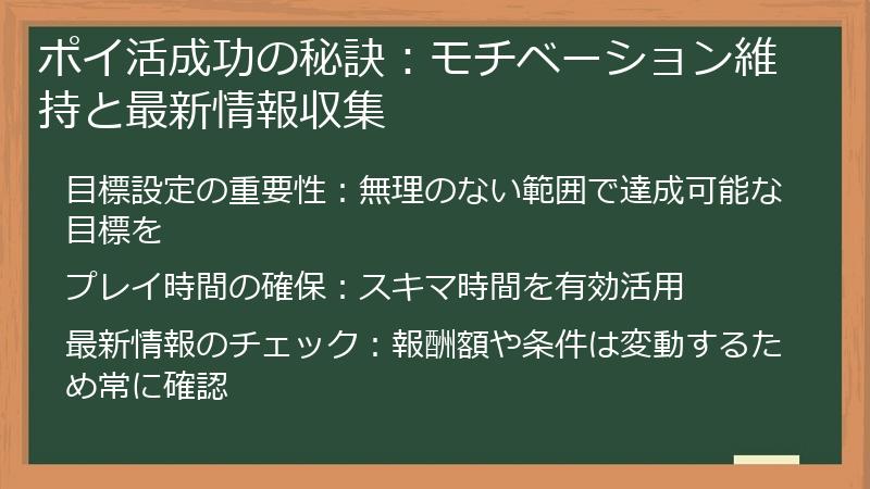 ポイ活成功の秘訣：モチベーション維持と最新情報収集