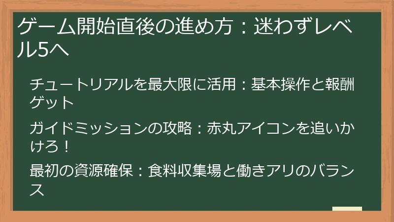 ゲーム開始直後の進め方：迷わずレベル5へ
