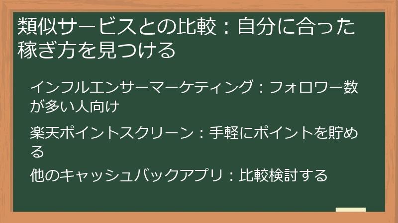 類似サービスとの比較：自分に合った稼ぎ方を見つける
