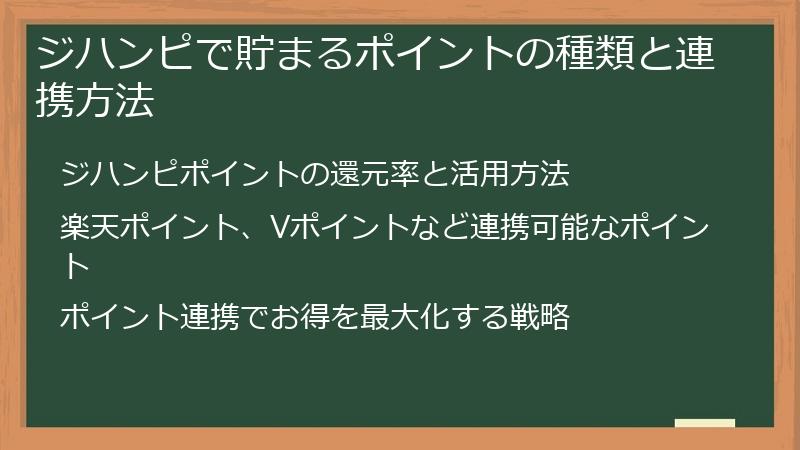 ジハンピで貯まるポイントの種類と連携方法