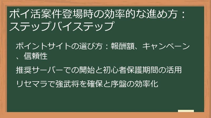 ポイ活案件登場時の効率的な進め方：ステップバイステップ