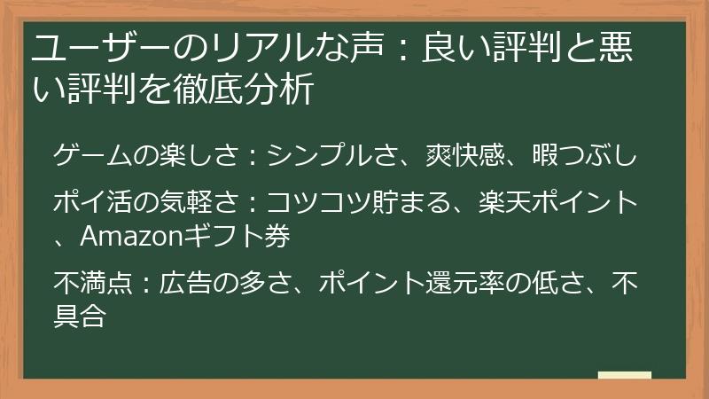 ユーザーのリアルな声:良い評判と悪い評判を徹底分析