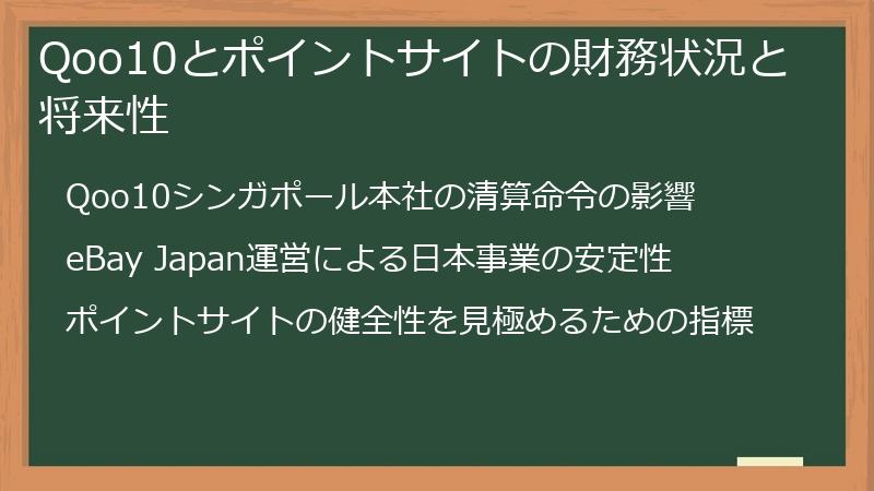 Qoo10とポイントサイトの財務状況と将来性