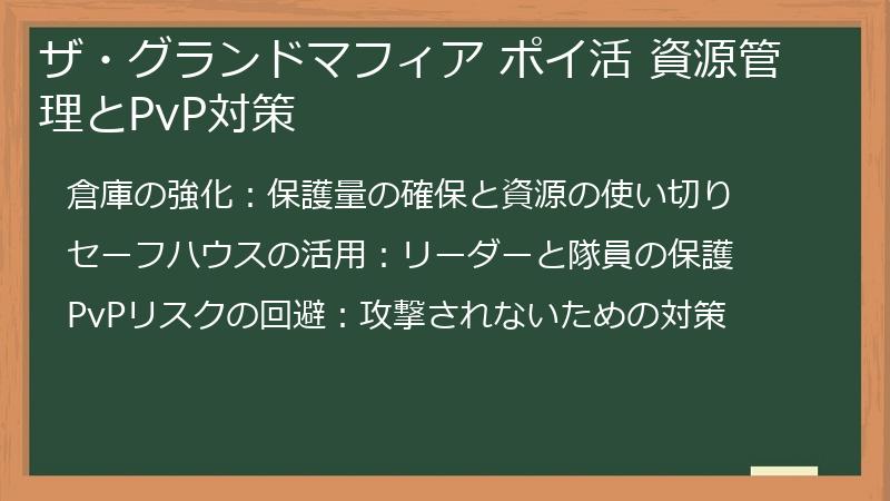 ザ・グランドマフィア ポイ活 資源管理とPvP対策
